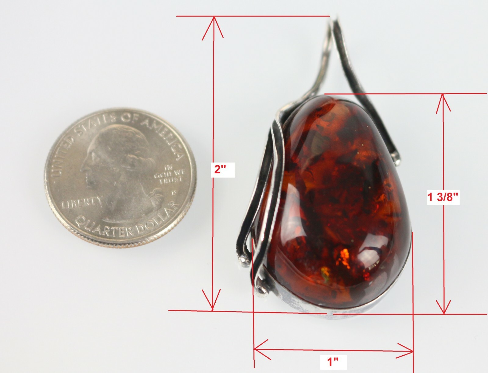 Lovely Vintage Baltic Amber & Sterling Silver 925 Pendant