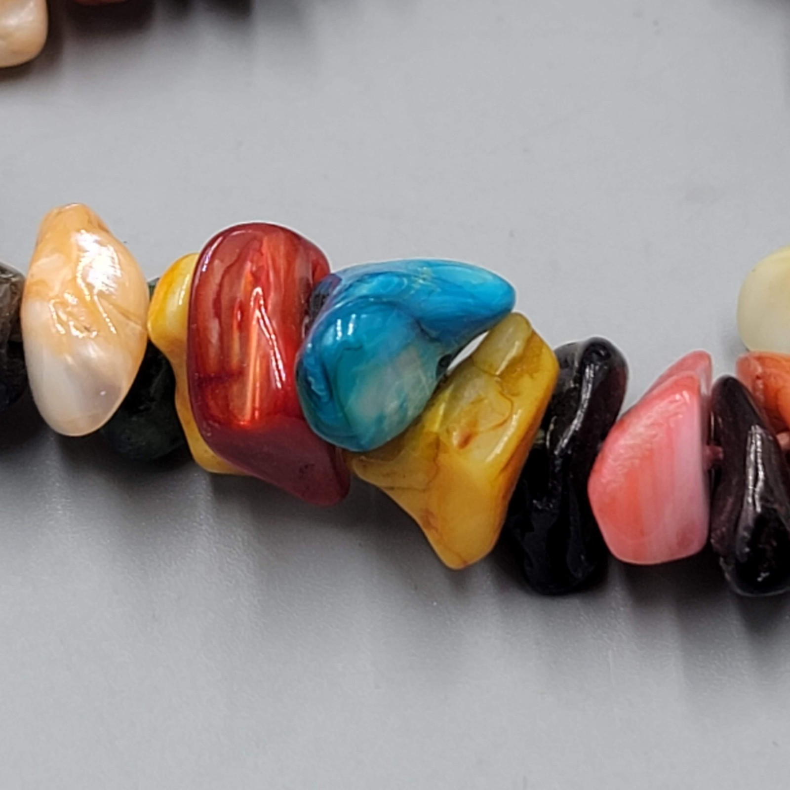 Vintage Dyed Shell Beads Necklace Statement Multicolor 20 in