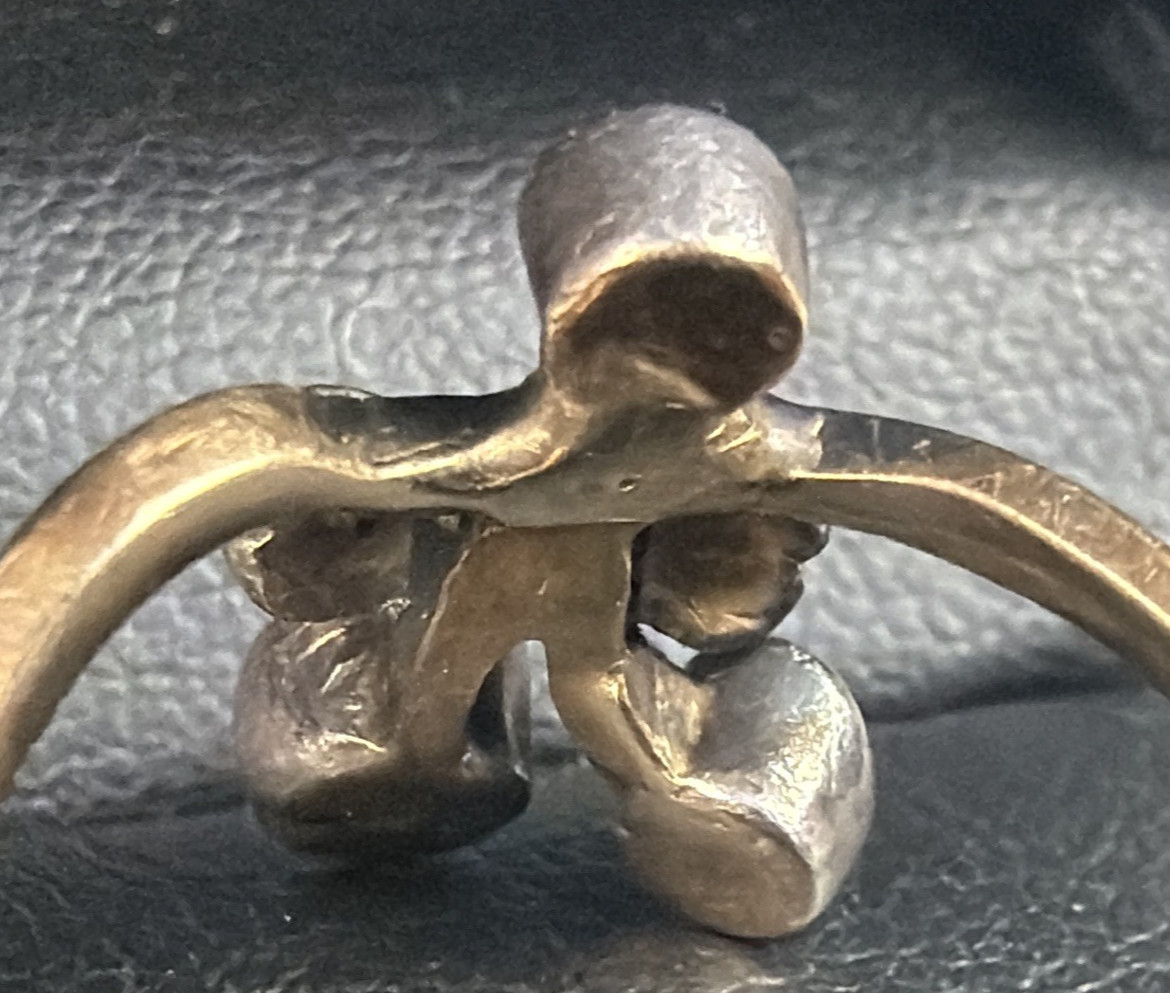 Antique 5 Rose Cut Diamond Ring 10ct Gold Old Family Stone Handmade 1880-1920