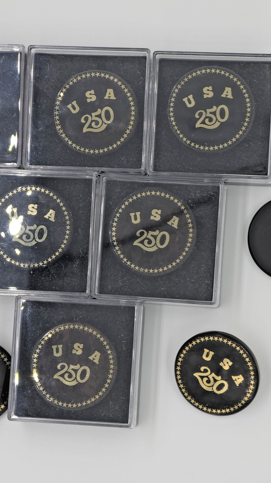 USA 250th Anniversary Obsidian Stone Commemorative Pin Badge 1.2″Limited Edition