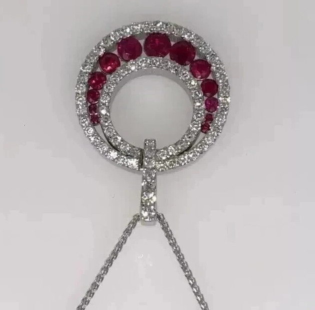 Art Deco Style Lab Created Diamond Anniversary Gift 14K White Gold FN Pendant