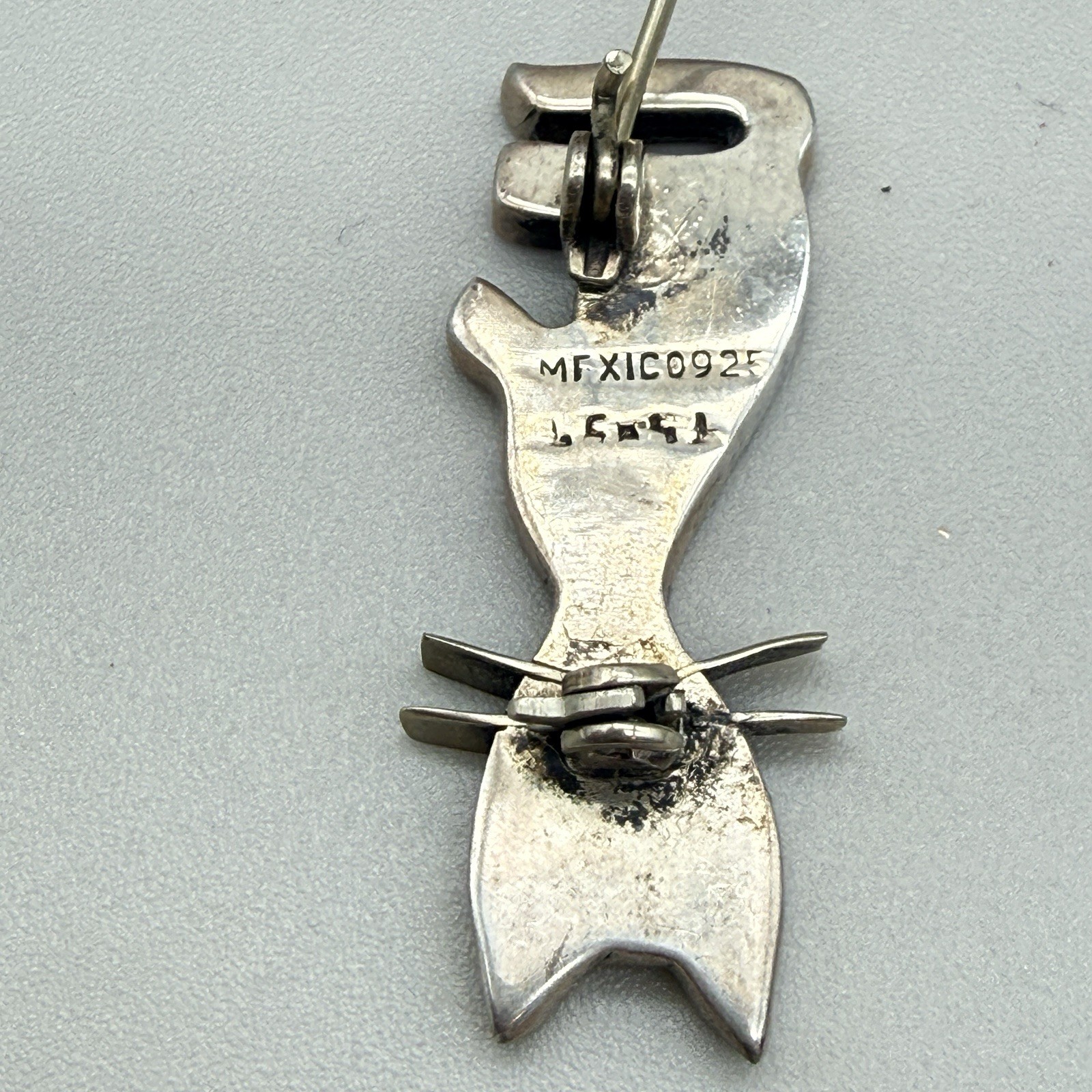 Vintage Mexico 925 Sterling Silver Cat Brooch Modernist Kitty Pin Cat Lovers
