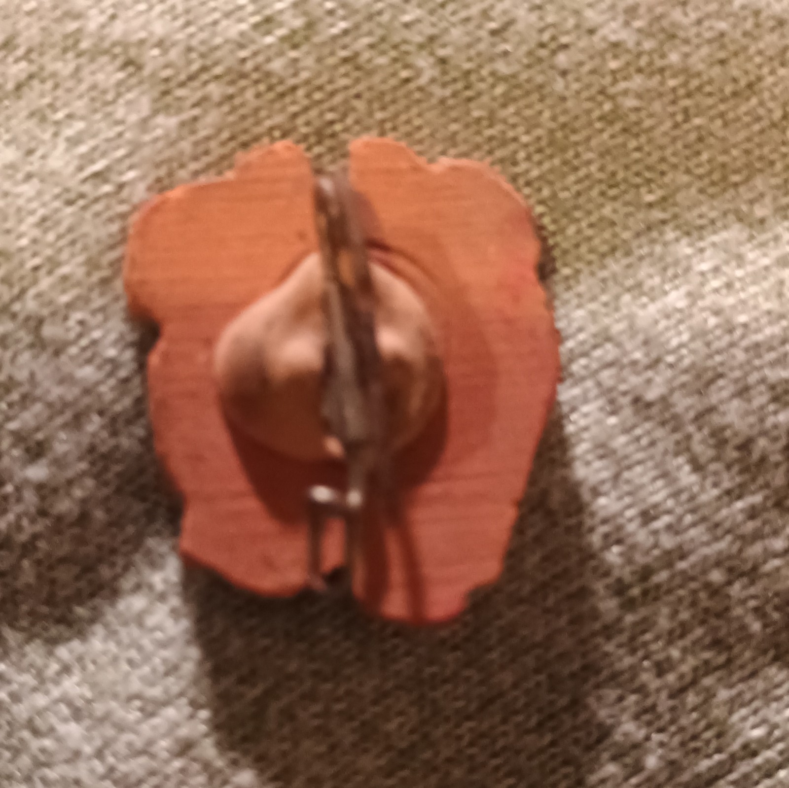 Vintage Figural People Pin, Brown Asymmetrical Shape, Unisex Adults