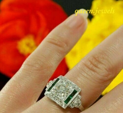 Round Cut 3CT Lab Created Diamond Vintage Engagement Ring 14K White Gold Finish