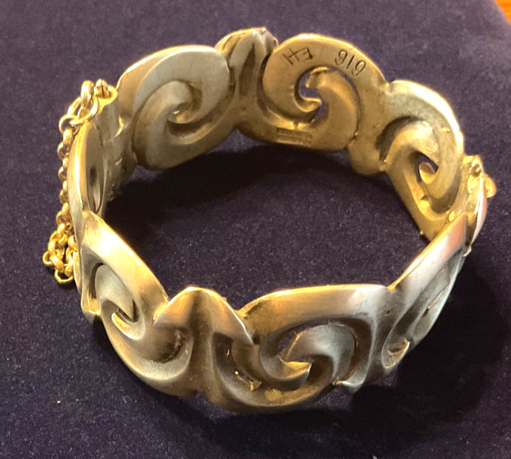 VTG Pewter Norway Bracelet Cuff Eivind Hillestad EH Modernist MCM Mid Century
