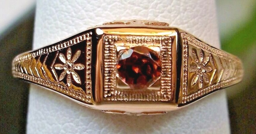 NATURAL Garnet Ring, Wedding Art Deco Revival Jewelry, US SELLER-Giftwrap