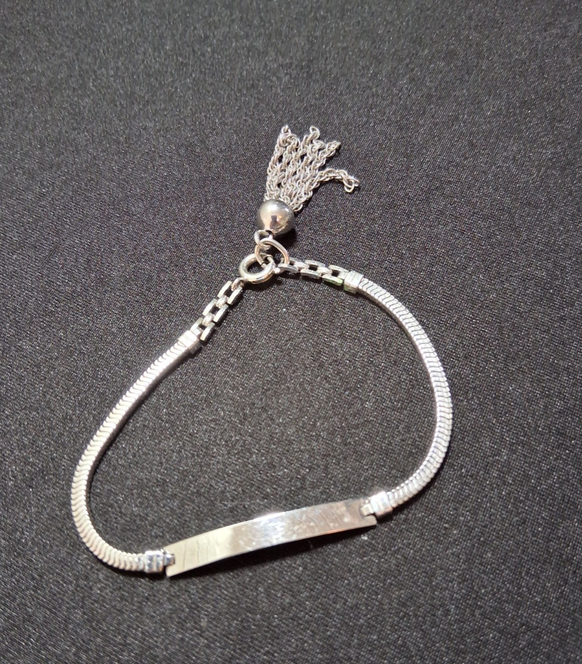 Vintage 1950s ELCO Sterling ID Bracelet With Tassel, Never Engraved