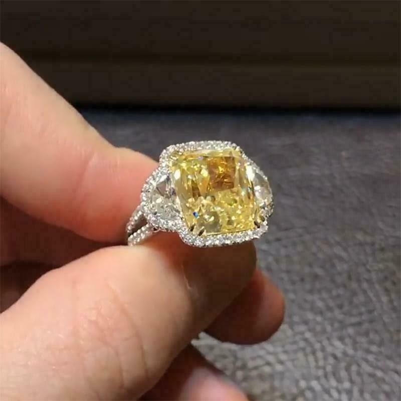 4.10 Ct Canary Diamond Art Deco Vintage Engagement Ring 925 Sterling Silver