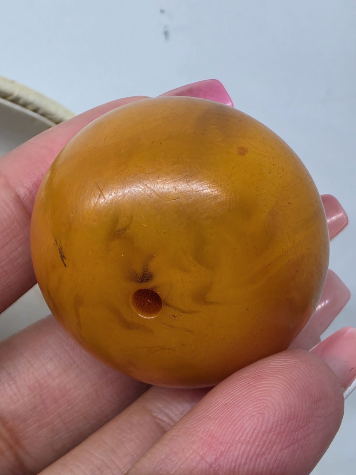 Rare Antique Large Butterscotch Bakelite Faturan Beads For Necklace