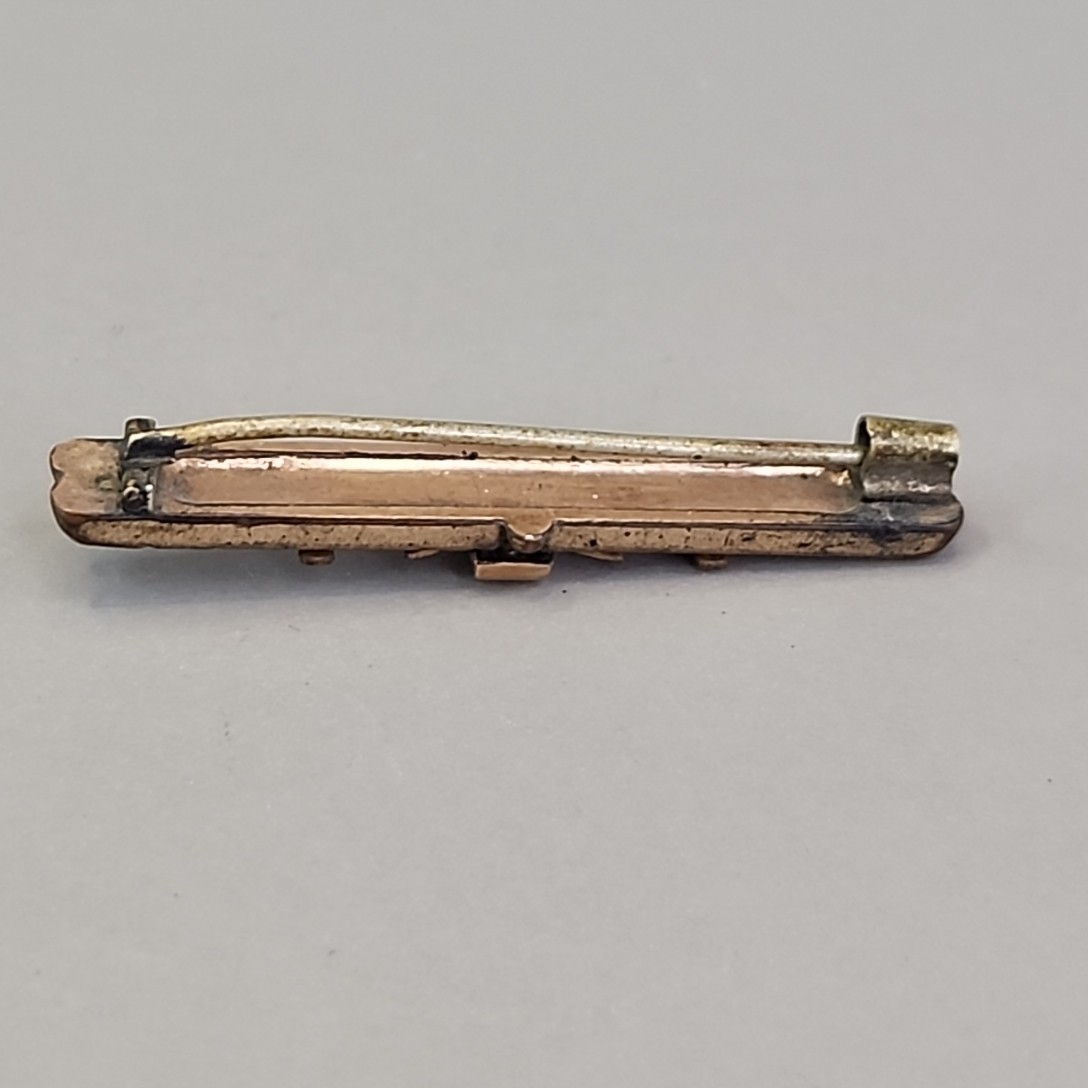 Antique Victorian Bar Brooch Etched Gold Filled Tube Hinge Edwardian 47mm