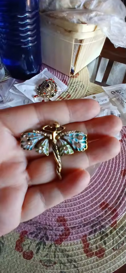 Vintage Fairy Brooch Art Nouveau Gold Nymph Pin Crystal Women Jewelry Shawl Gif