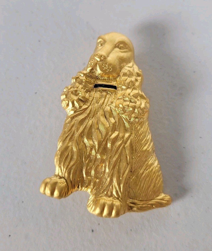 Vintage Gold Toned Metal Cocker Spaniel Dog Pin Brooch Jewelry