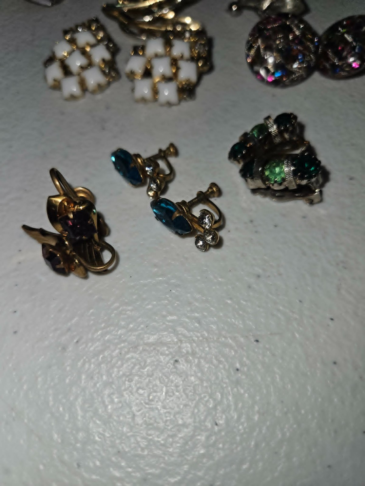 Vintage Antique Estate Earring Lot Japan Hong Kong Pearls Rhinestones
