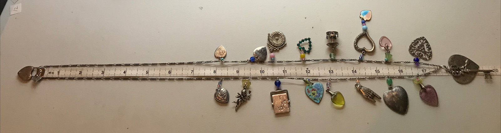 Vintage Glass Works Studio Glass & Silver Charms in Multi Colors Necklace 12
