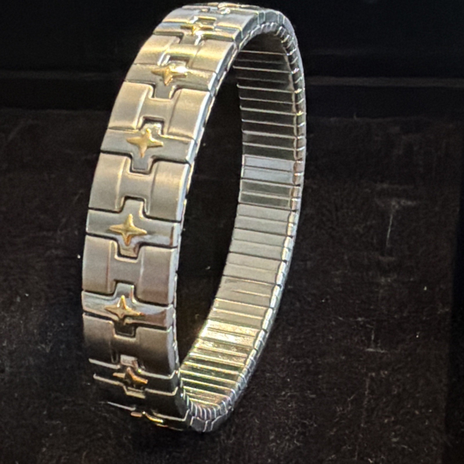 Unisex Milor Italy Stainless Steel & 18k Yellow Gold Stretch Flex Bracelet