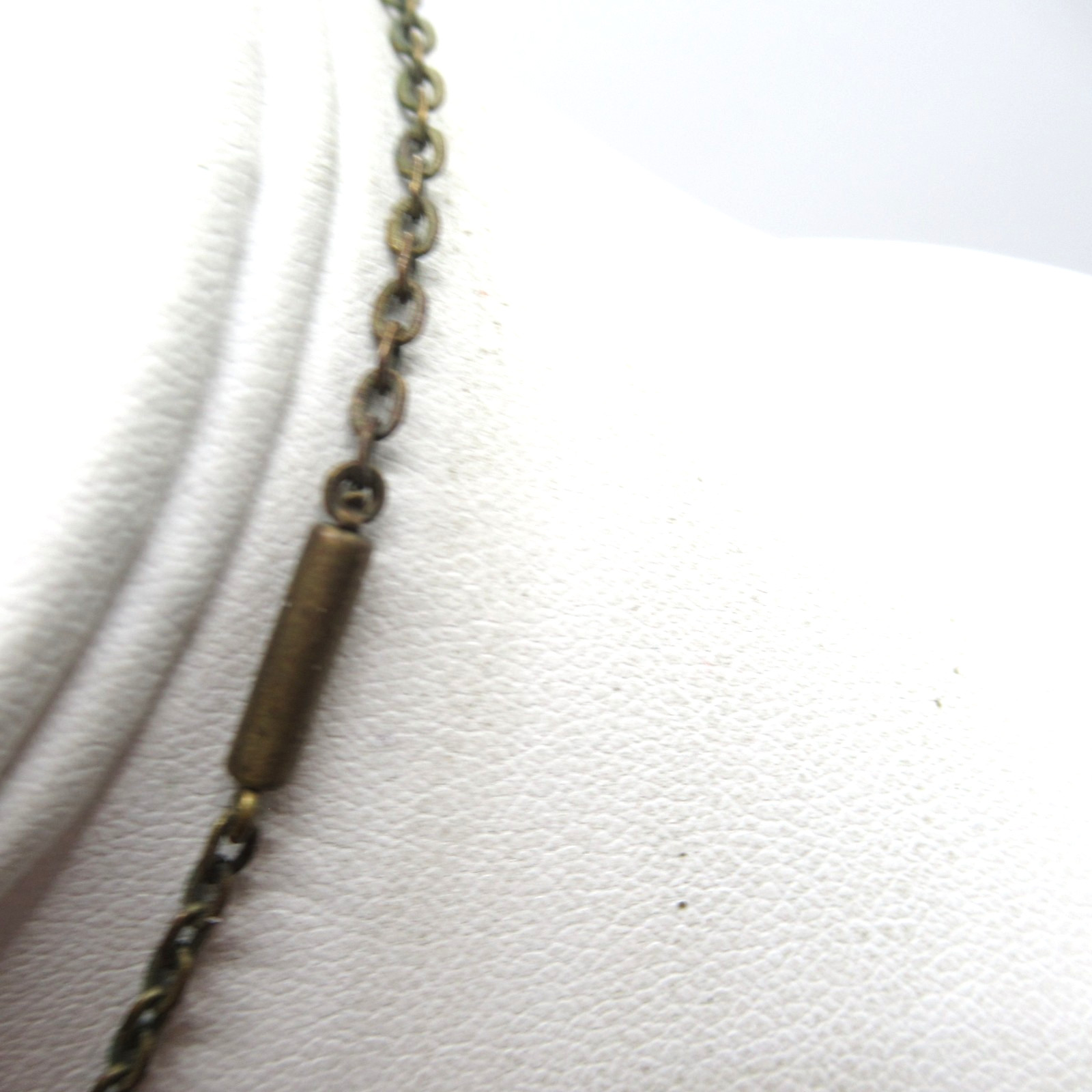 Art Deco Purple Glass Necklace Brass Vintage Floral