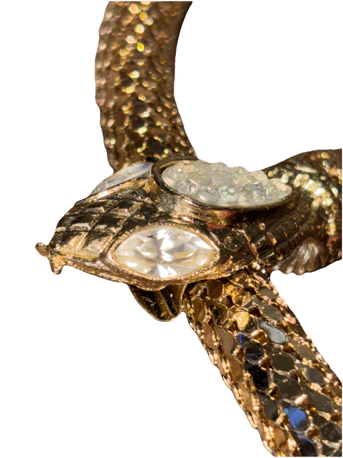 Vtg Whiting & Davis Oromesh Gold Plate Cleopatra Snake Necklace Belt 39”