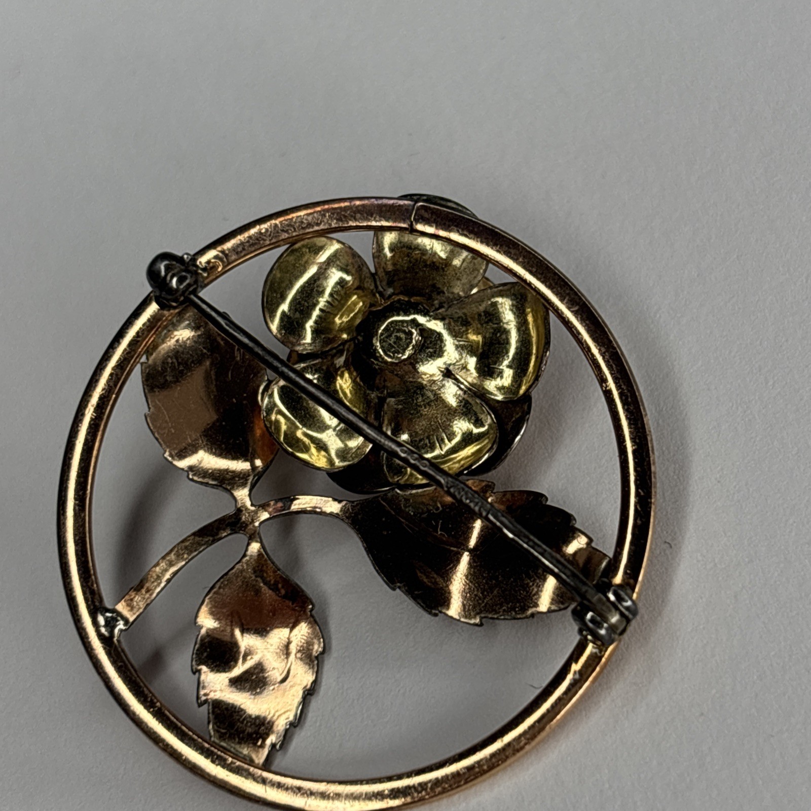 Vintage DIANA Krementz Gold And Rose Tone Brooch Flower Signed
