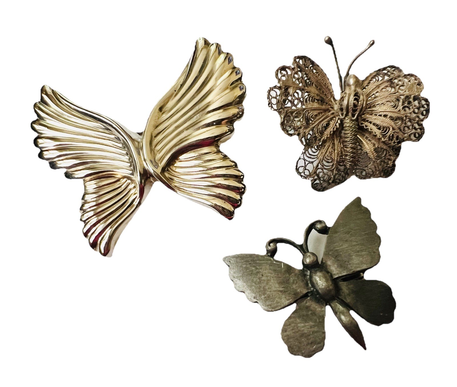 Lot 65 Vtg BUTTERFLY BROOCH Rhinestone Enamel 925 800 Silver GF Monet Trifari