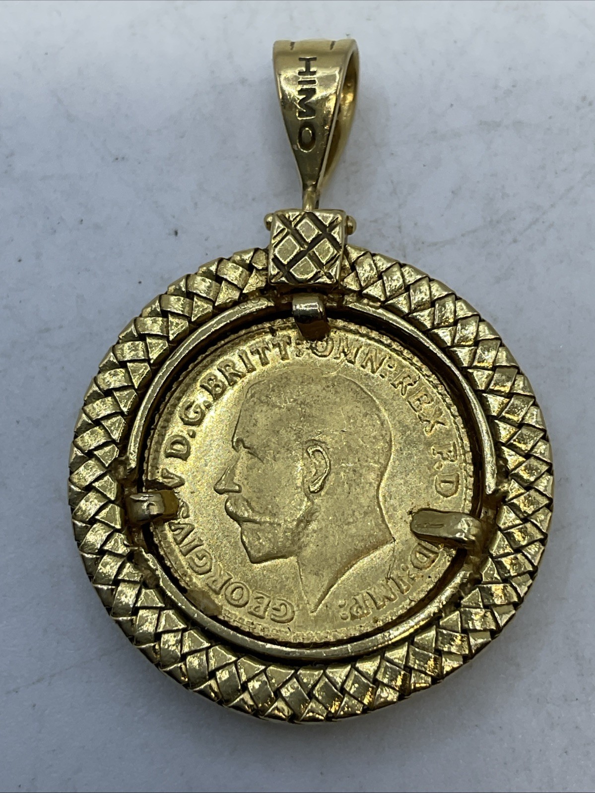 1911 GREAT BRITAIN KING GEORGE GOLD COIN in 21K Frame & Lock CUSTOMIZED CHARM