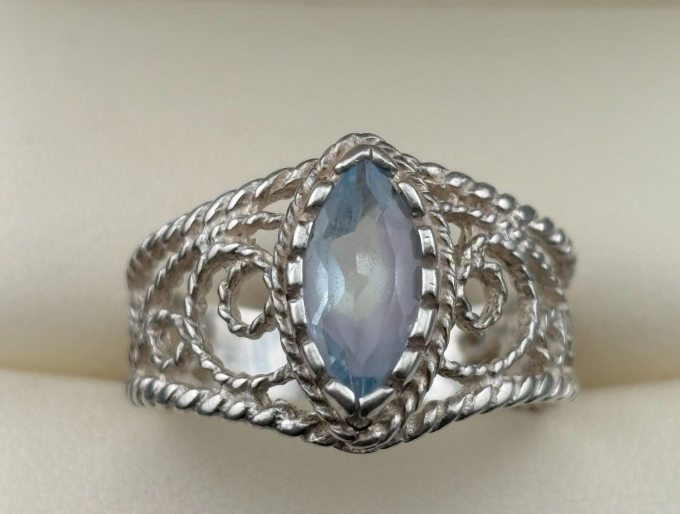 925 Sterling Silver Vintage Sky & Swiss Blue Topaz Designer Rings Sz. 8 & 8.5