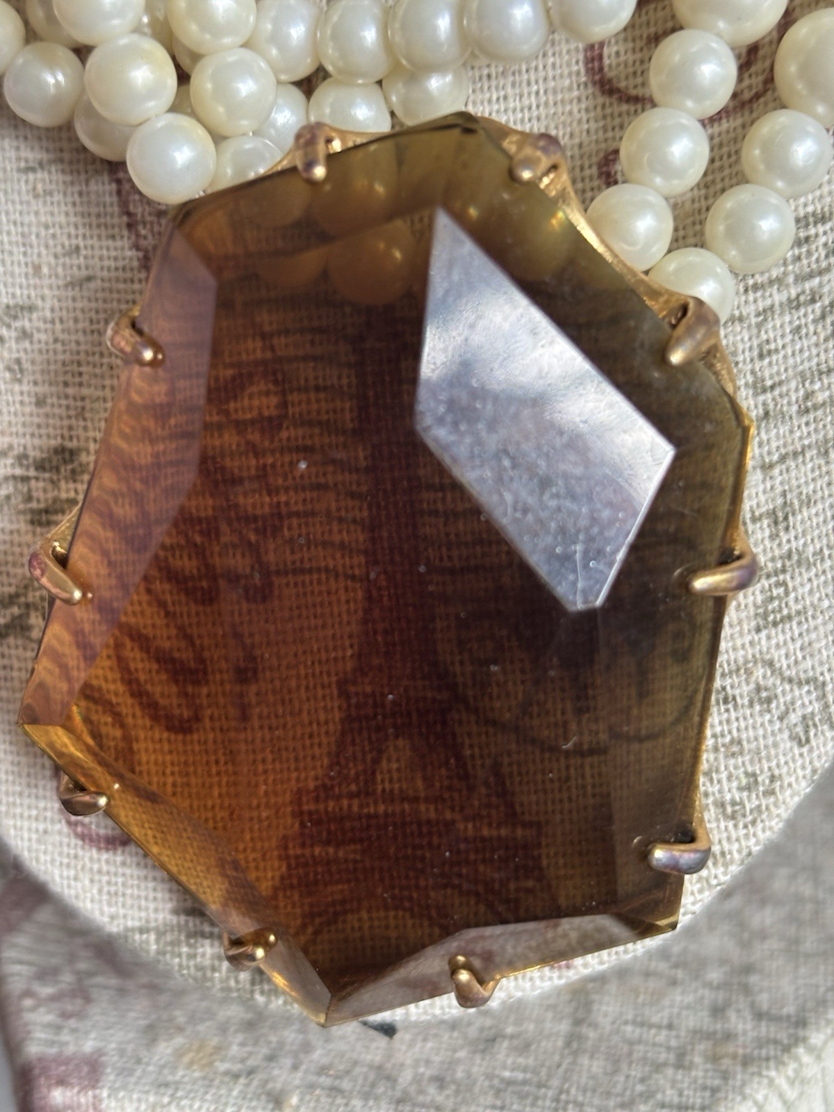 Vintage Pearl And Amber Costume Jewelry By Chico’s Excellent Statement