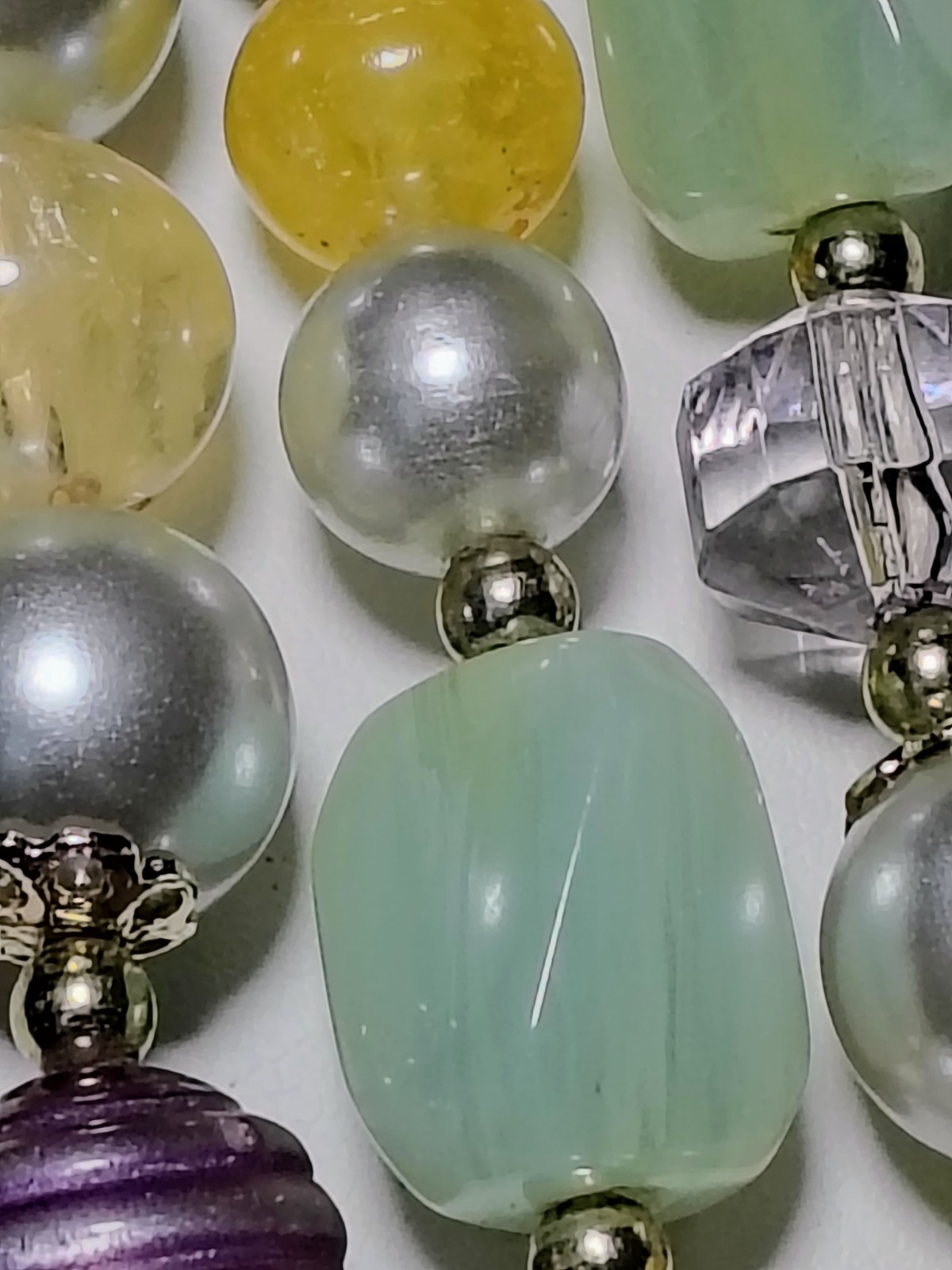 S401 Vtg Set Japan Multi Strand Beaded Necklace Clip Earrings Glass Faux Pearl