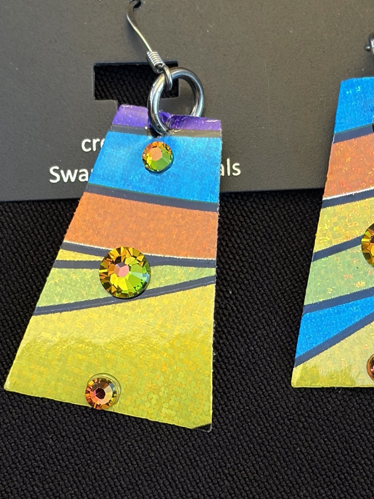 NEW Jeff Lieb Swarovski Chrystals Multi-Color Earrings FUN!