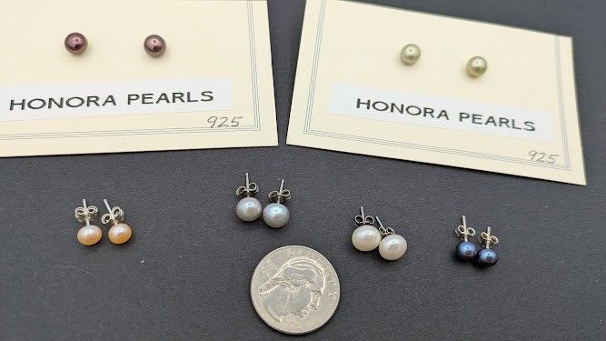 HONORA Pearl Stud Earrings Lot Sterling Silver 925 Freshwater 6 Pairs
