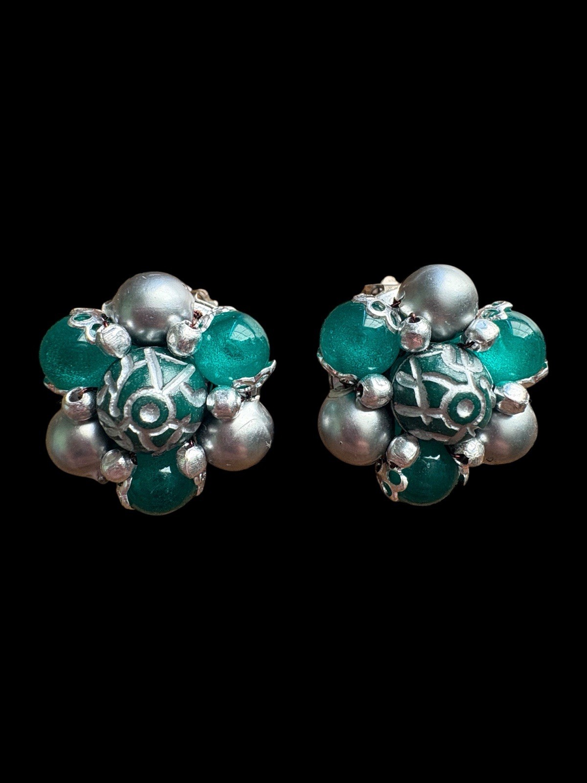 Vintage Beaded Cluster Clip On Earrings Lot 11 Japan, Hong Kong