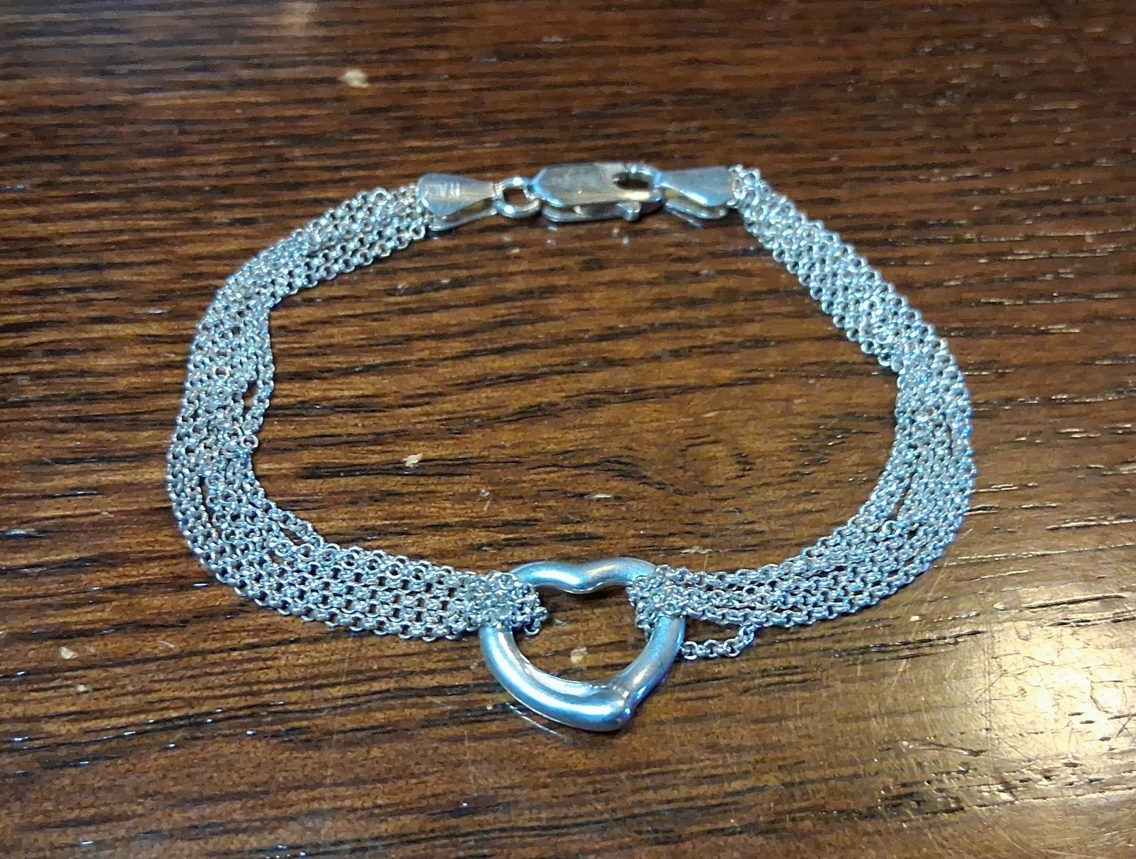 Vintage Italy Sterling Rolo Chain Bracelet with Heart Charm 7″ See Pics/Descript