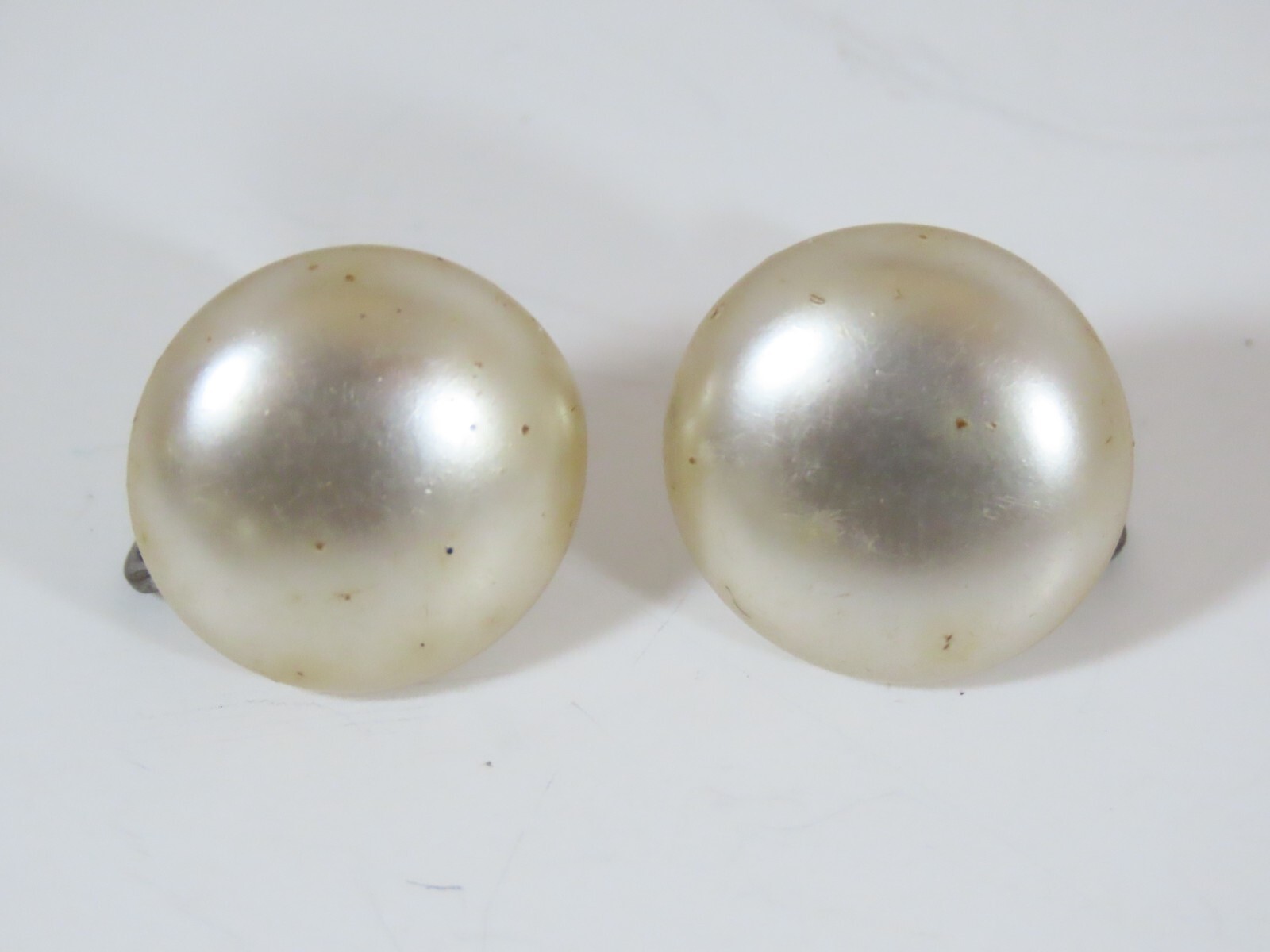 VTG Simulated Pearl Earring Lot Cabochon Dome Rhinestone Clip Screw Back D2078