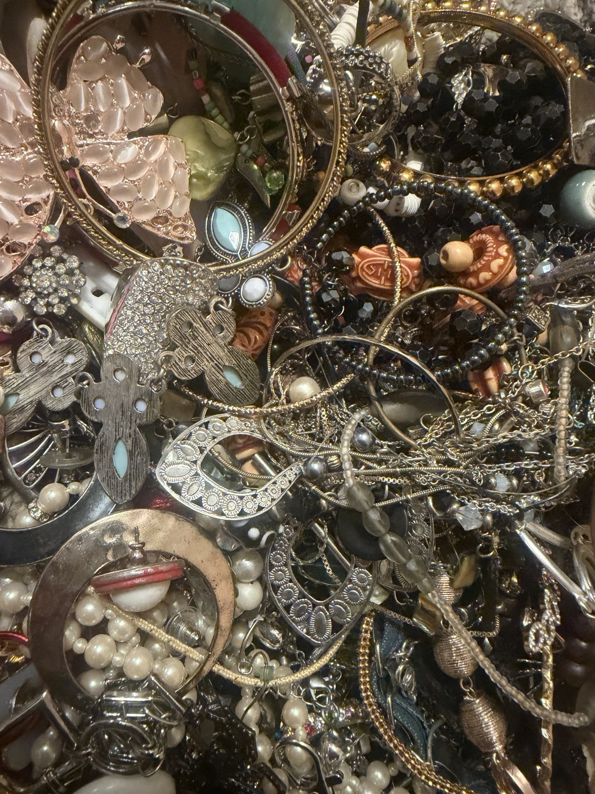 Estate Wholesale Junk Drawer Jewelry Lot 8 Plus Lbs Wearable Or Craft Untested