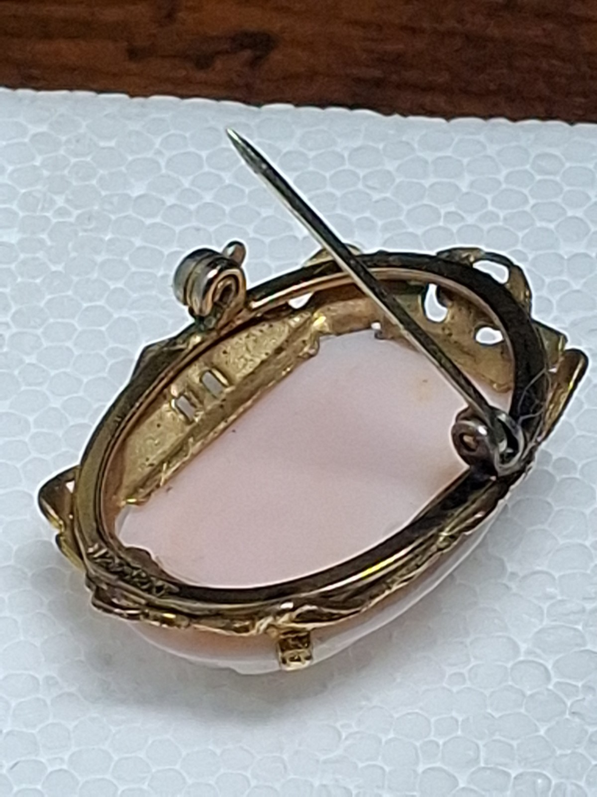 Antique Shell Cameo Brooch Pale Pink 1/20 12kt Gf Damage To Cameo Noted In Photo