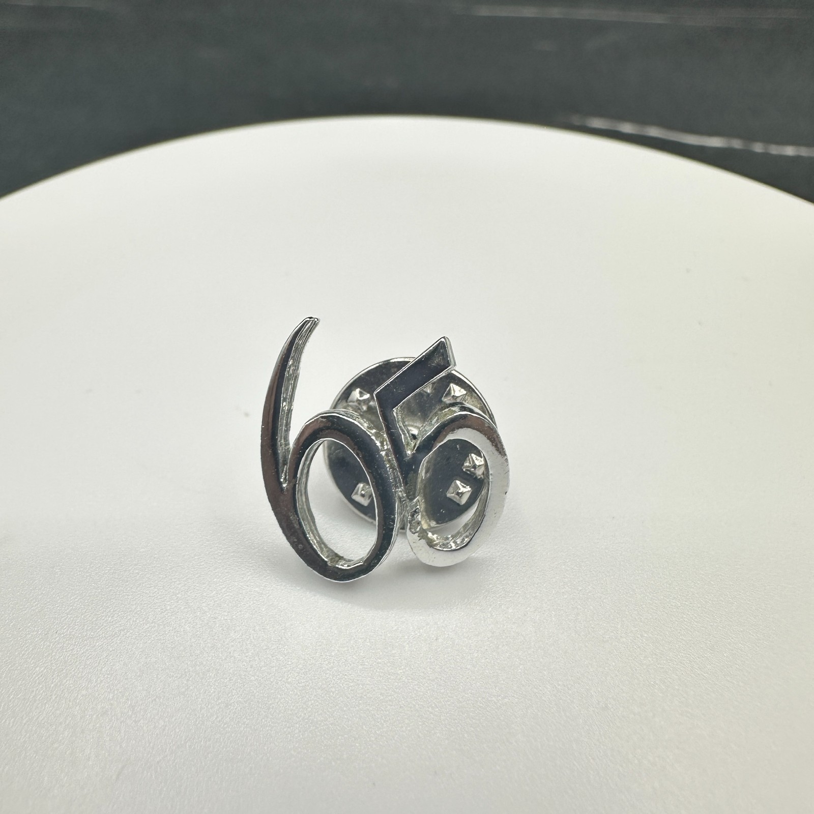 VTG Number 65 Lapel Pin Tie Tack Silver Tone Anniversary Birthday Gift Figural