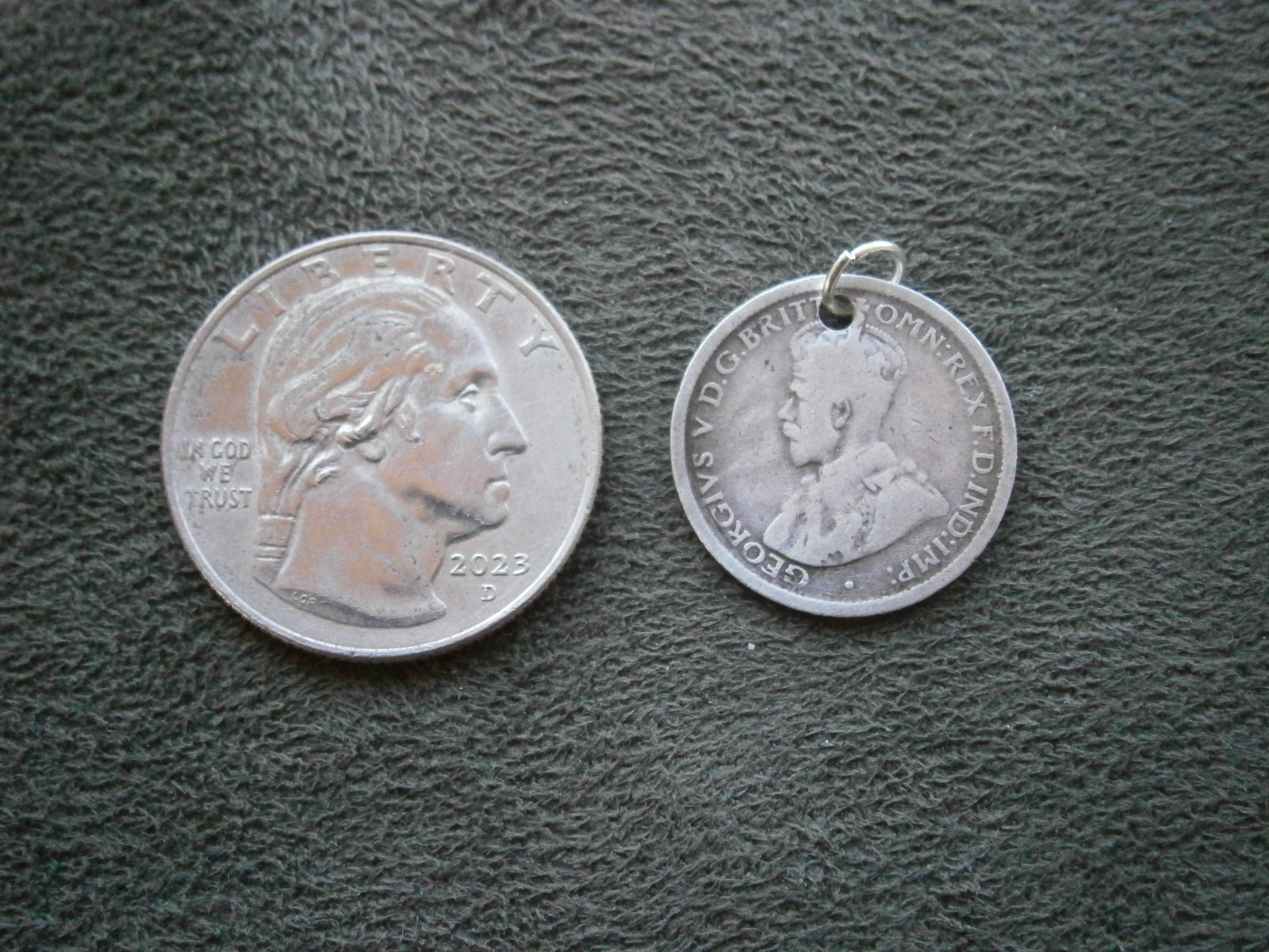George V Sterling Silver Australia Sixpence Coin Bracelet Charm Pendant 1919
