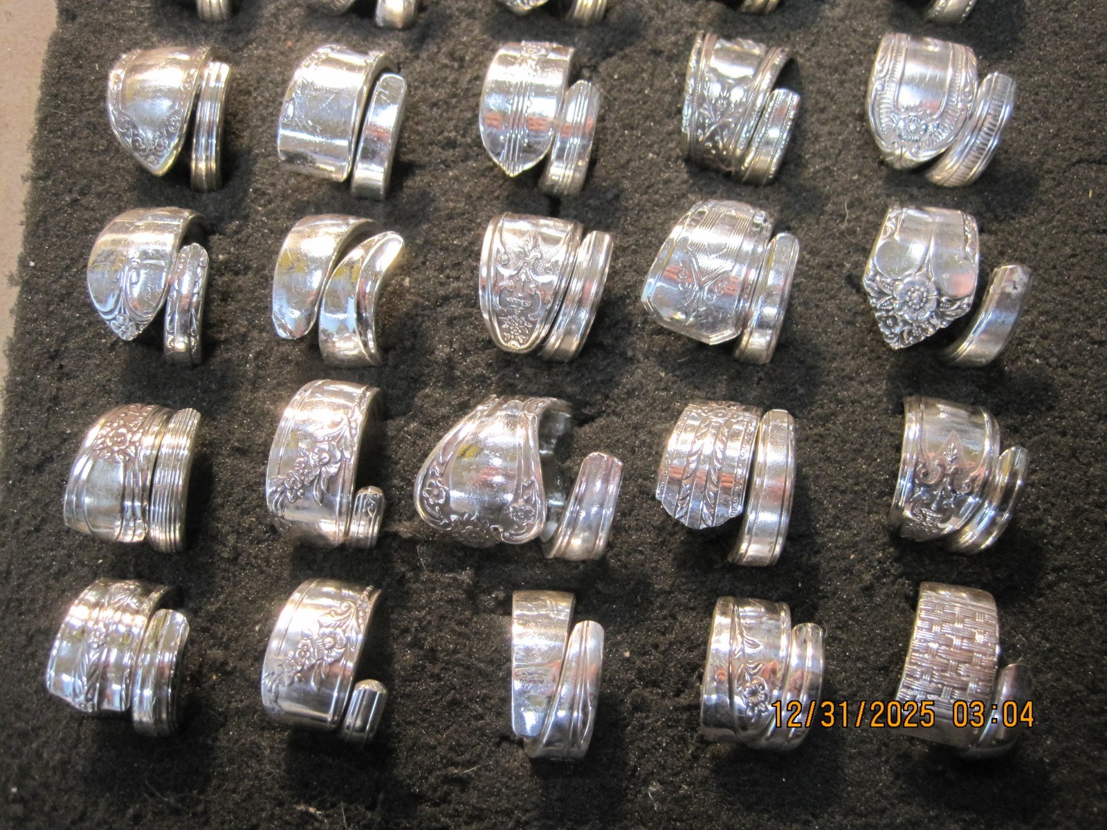 50 Vintage Handmade silverplate Spoon Rings mixed sizes