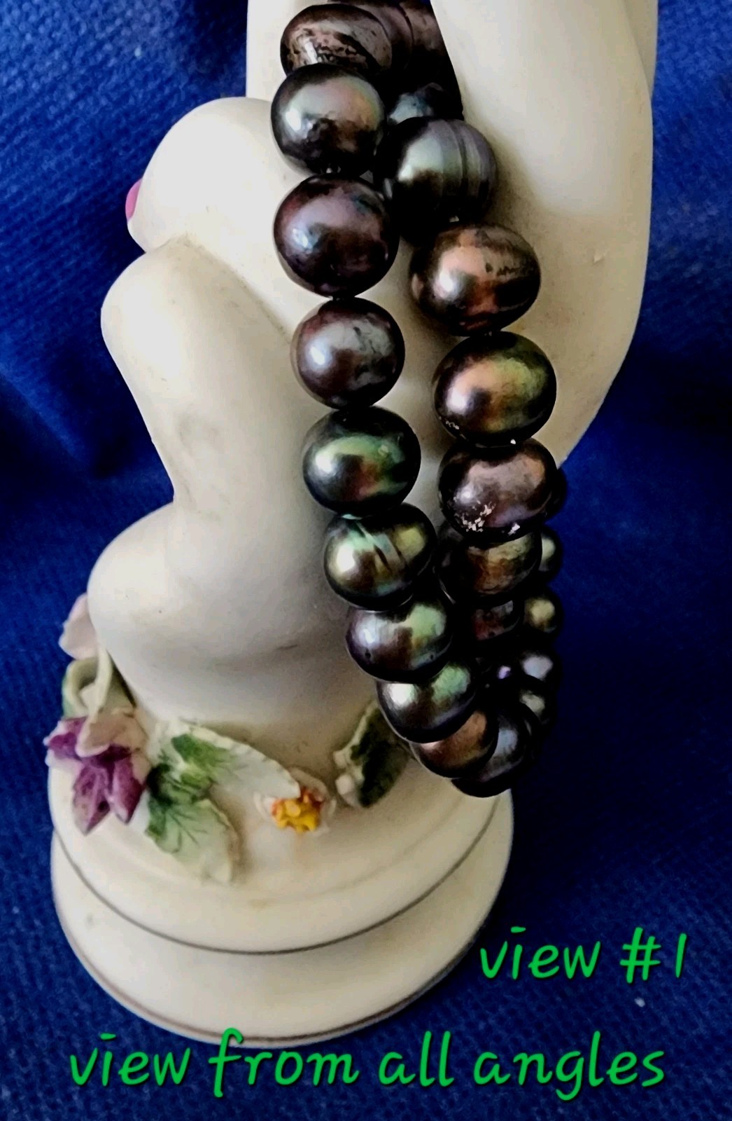LUMINOUS PEARL 2 BRACELETS W./SHADES OF PURPLE, GREEN, BLUE & LAVENDER (Stretch)