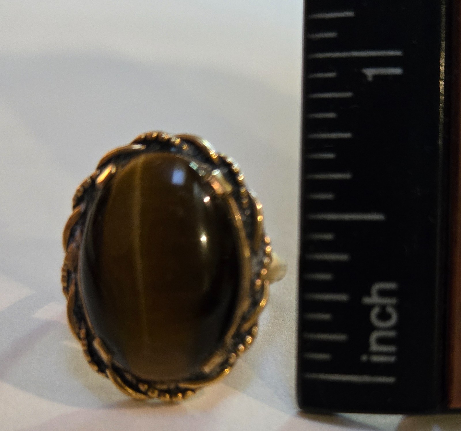 Vintage Signed Tiger’s Eye 10K Gold Ring made by Clark & Coombs, late 1950’s