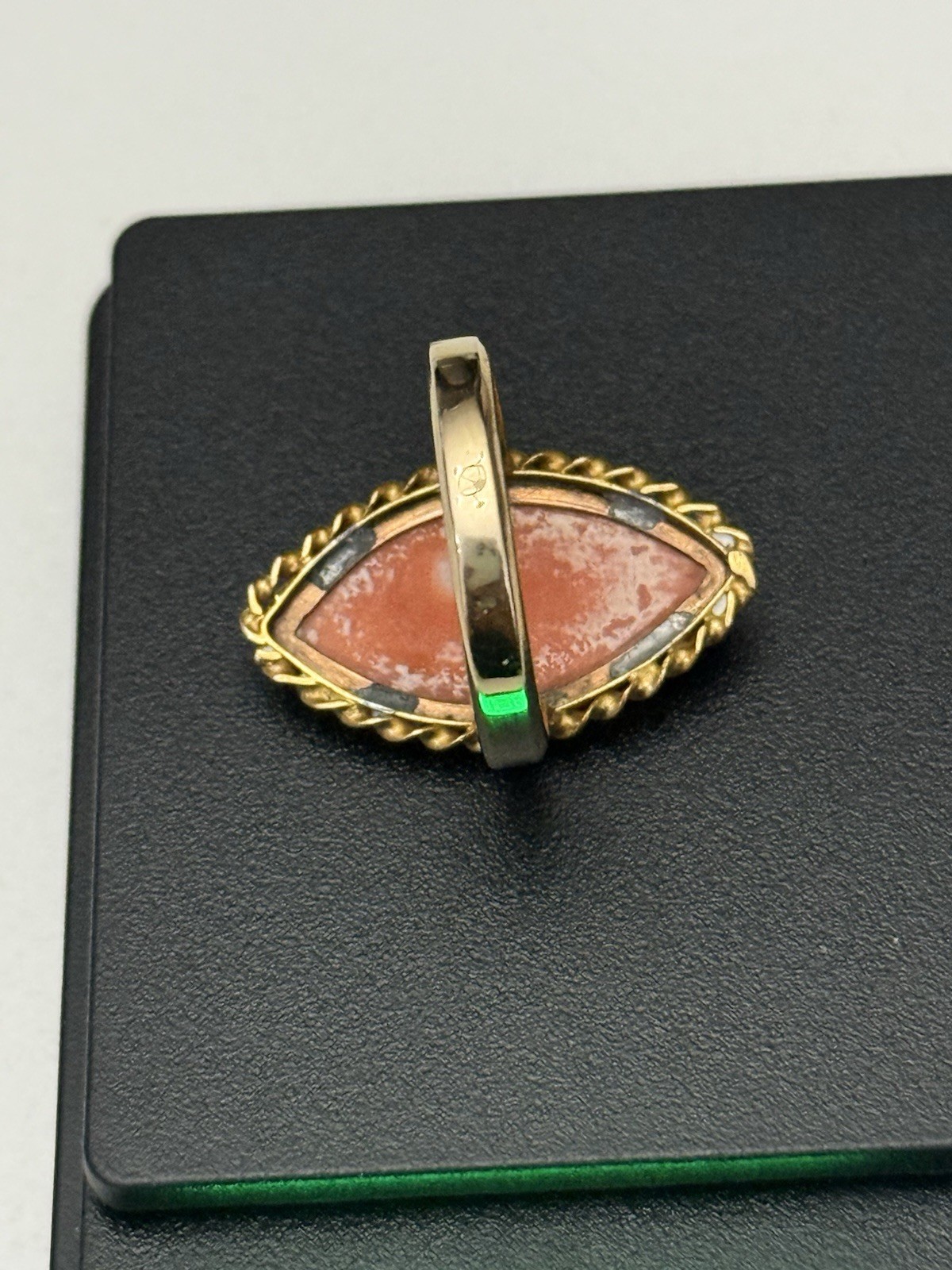 Antique Coral Cameo Ring 14K Yellow Gold
