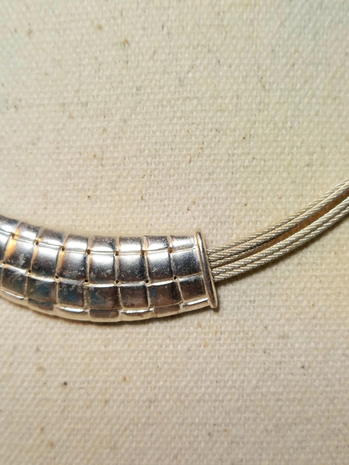 Vtg Napier 5 Strand Twisted Wire Choker Collar Necklace With Slide Pendant 15″