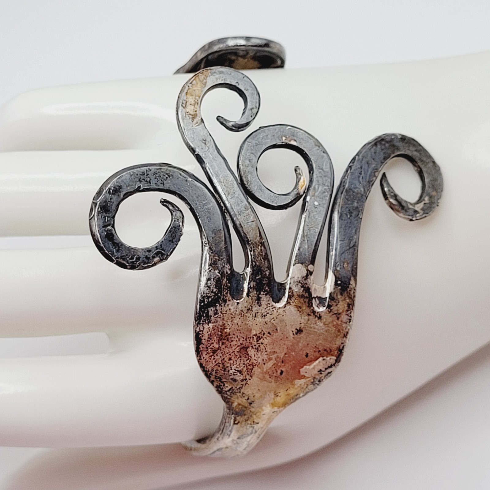 Silverware Silver Plated Fork Cuff Bracelet GES 100 Germany Heavy Tarnish Wear