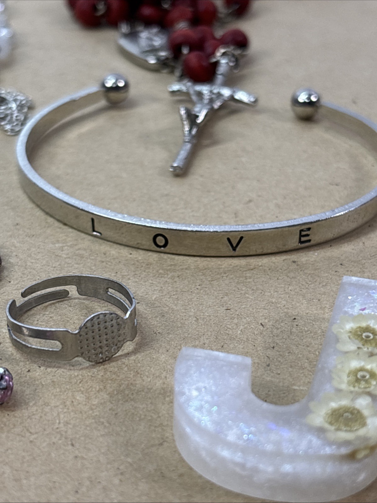 Small Lot of Jewelry Bracelets, Necklaces, & Rings. Religious and Other Styles