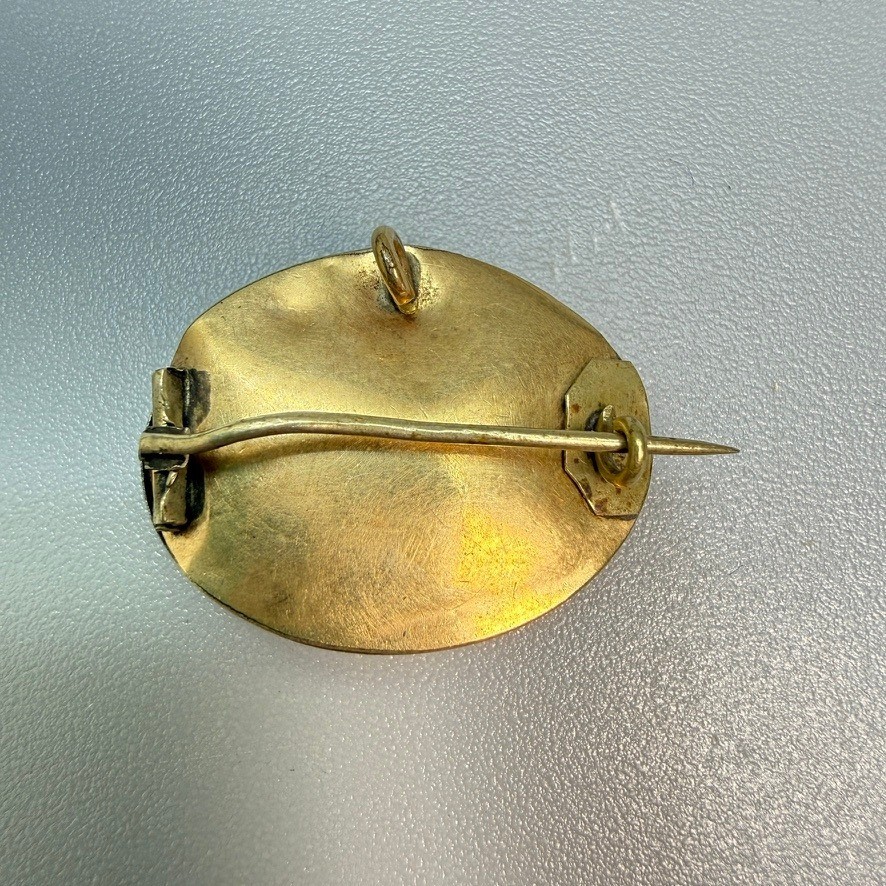 Antique Victorian Gold Filled Etched Oval Brooch Bale C Clasp READ