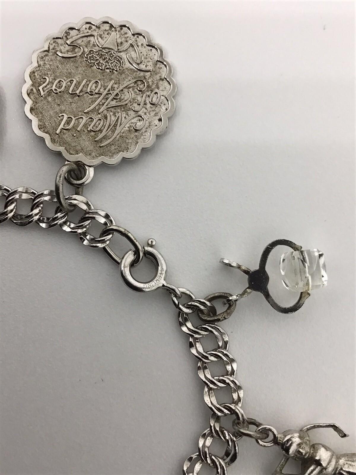 Vtg Sterling Silver 12 Charm Bracelet 7” Love Luck Success Golf Ice Pick 40g