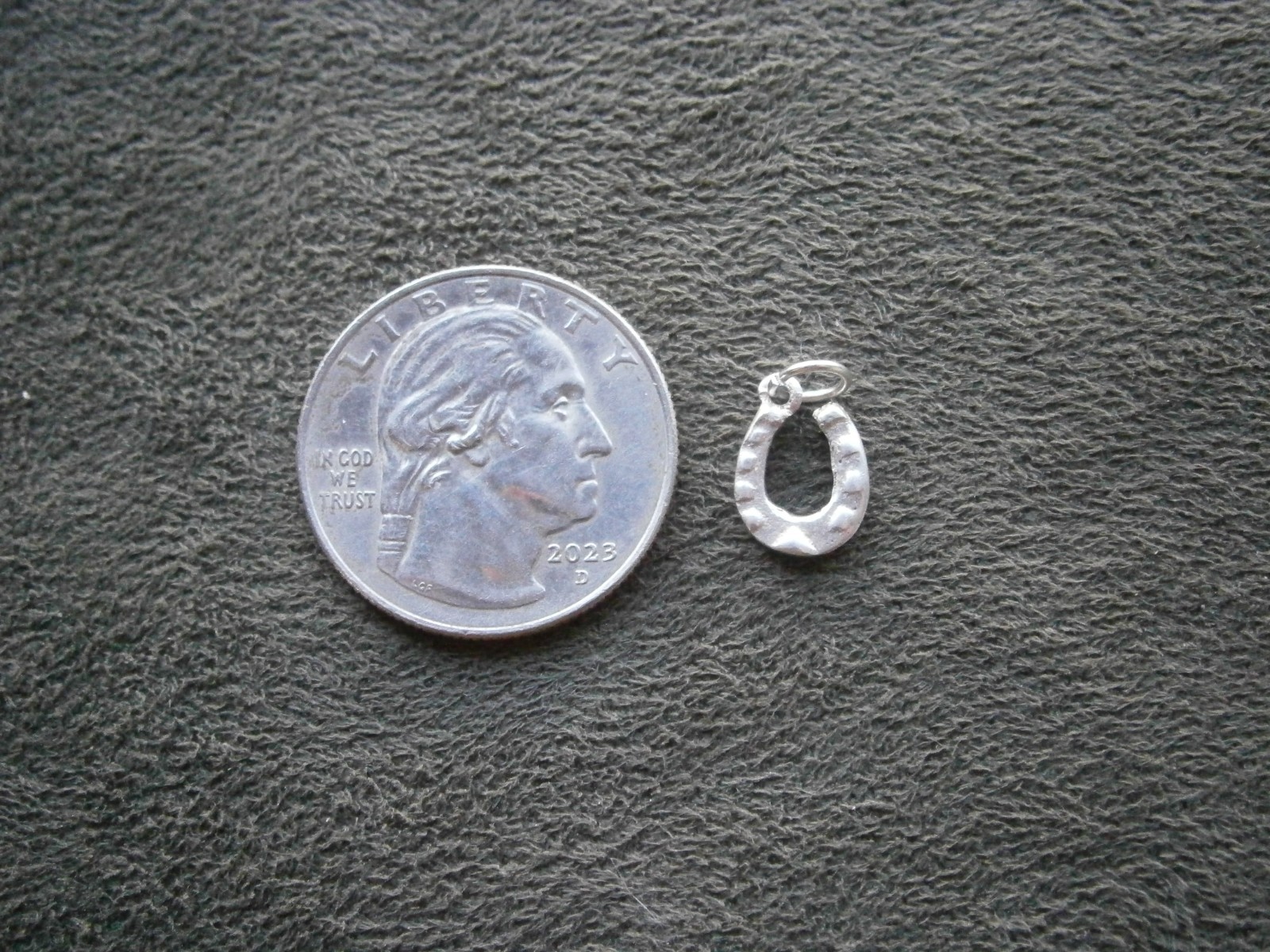 TINY Lucky Horseshoe Vintage Shiny Sterling Silver Bracelet Charm Pendant