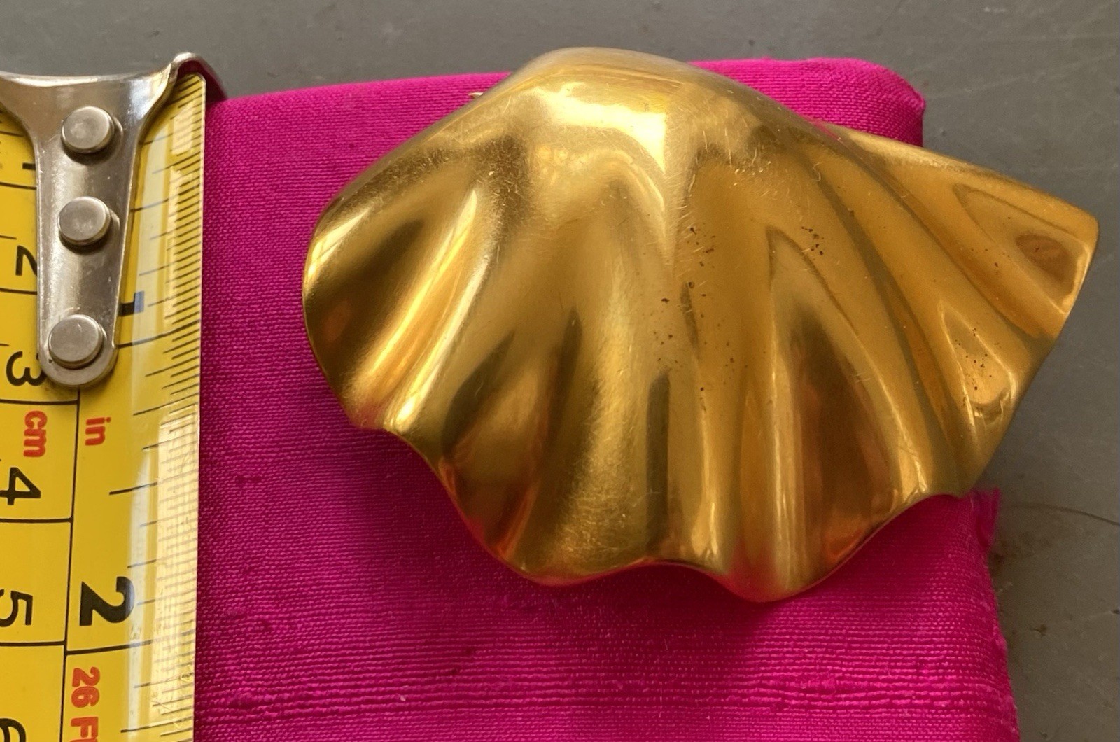 Ted Muehling Scallop Brooch 24k GOLD Plated Bronze Signed With 14k Pin Clasp