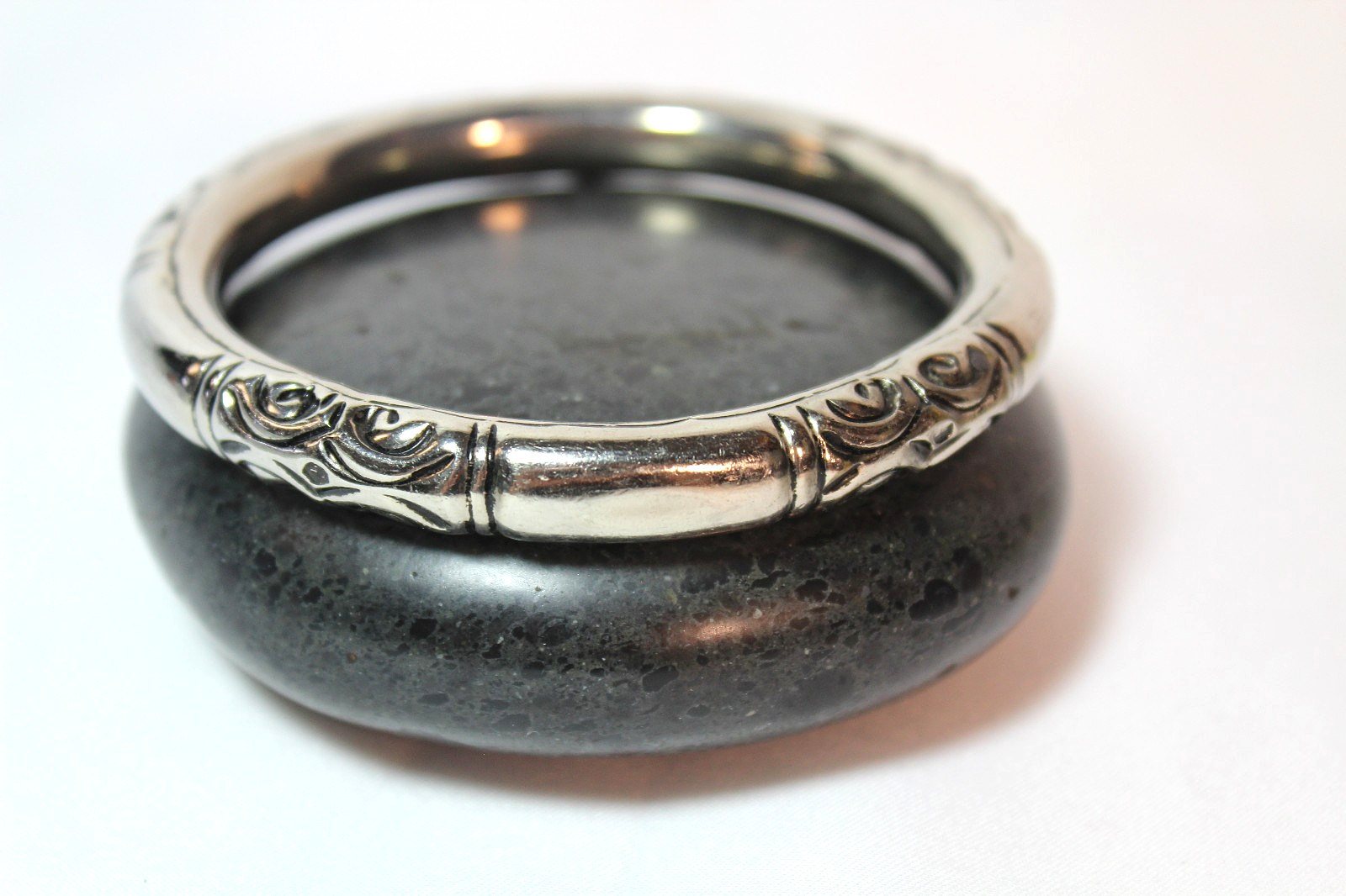 33.6g Vintage Deco Sterling Silver 925 Plated Chinese Rattling Bangle Bracelet