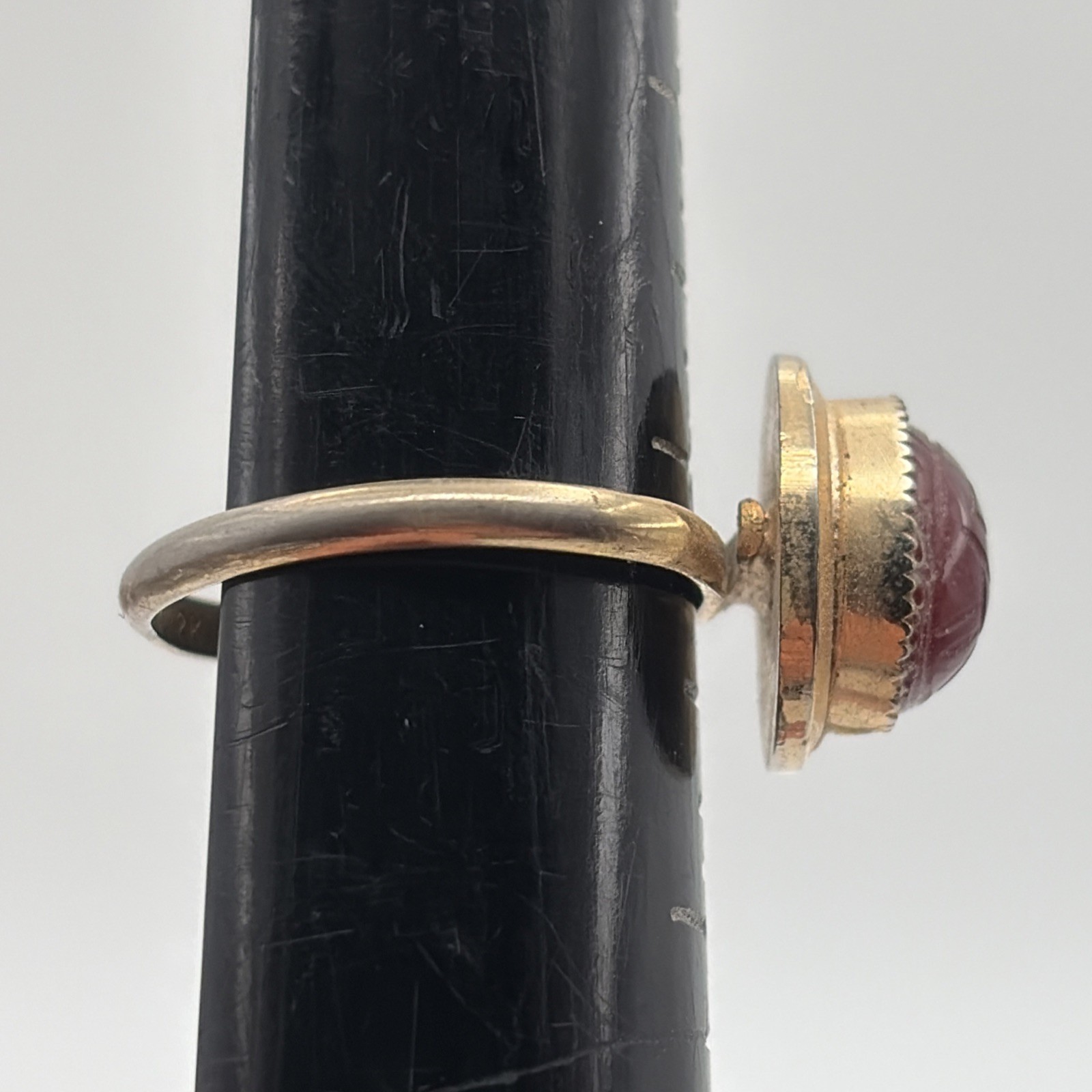 Vintage Scarab Egyptian Red 12k Gold Filled Adjustable Ring