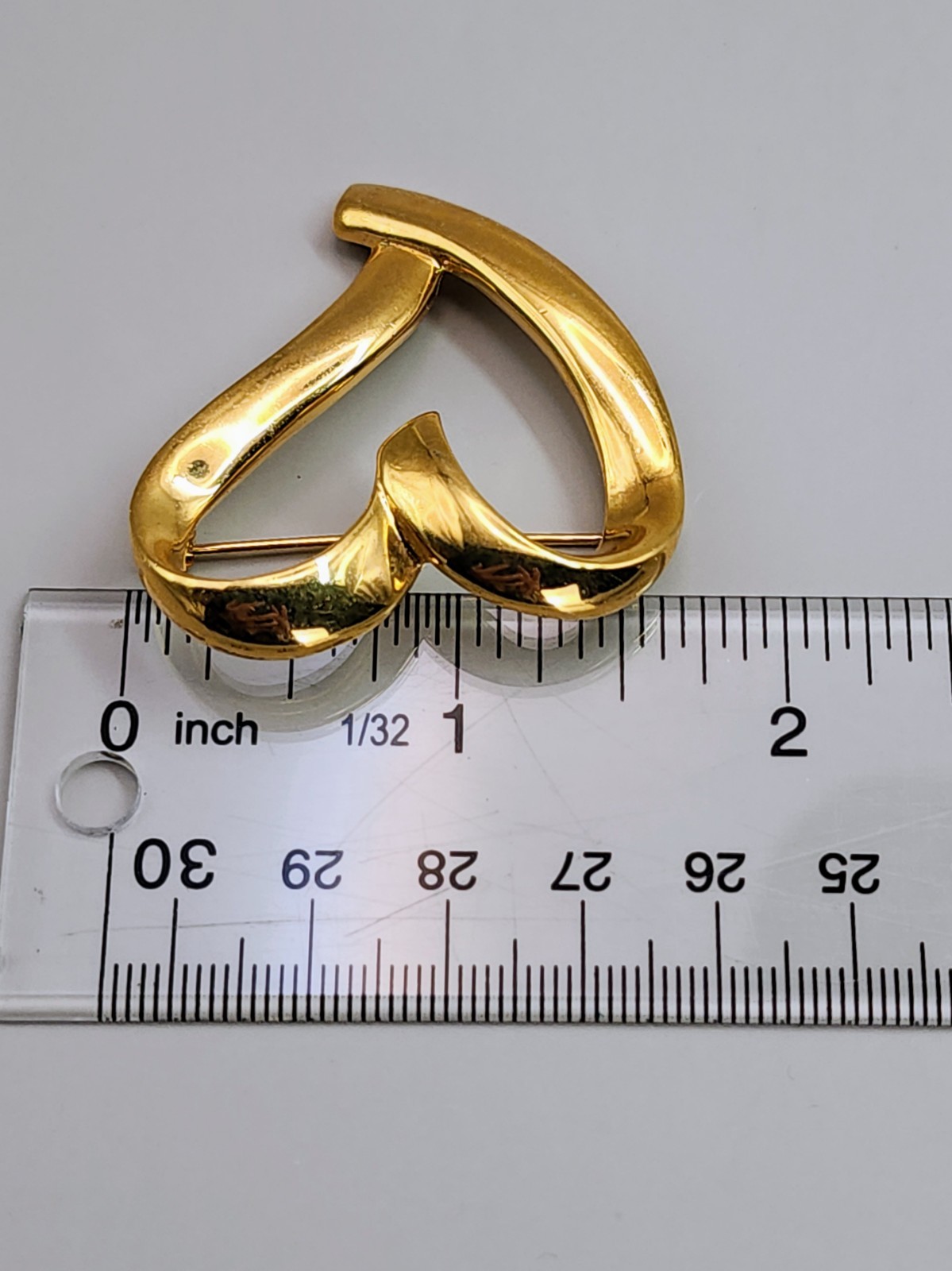 Vintage Trifari Open Heart Brooch Gold Tone 1.5″ Wide USA Seller